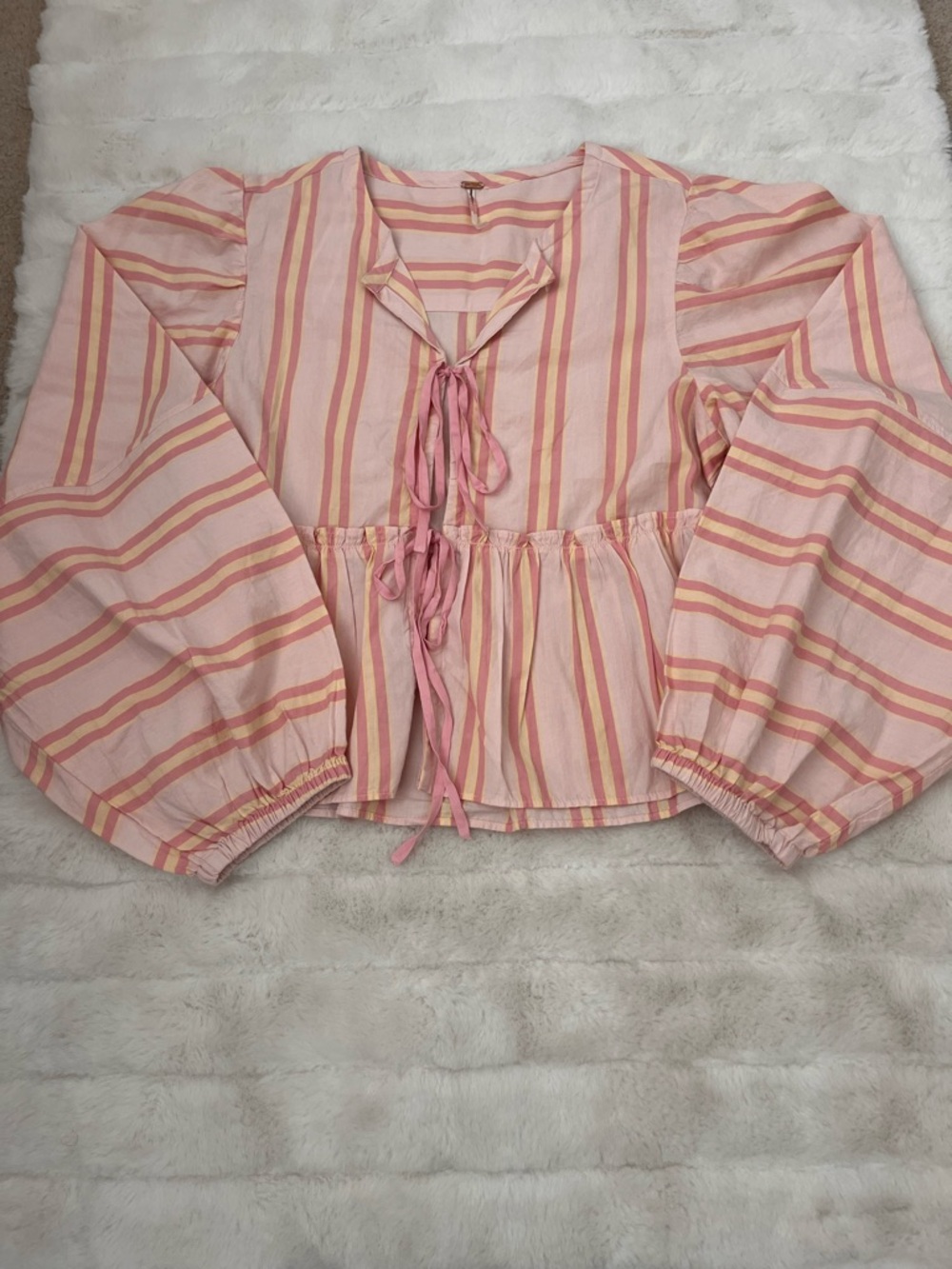 Free People Brunch Babe Tie-Front Blouse